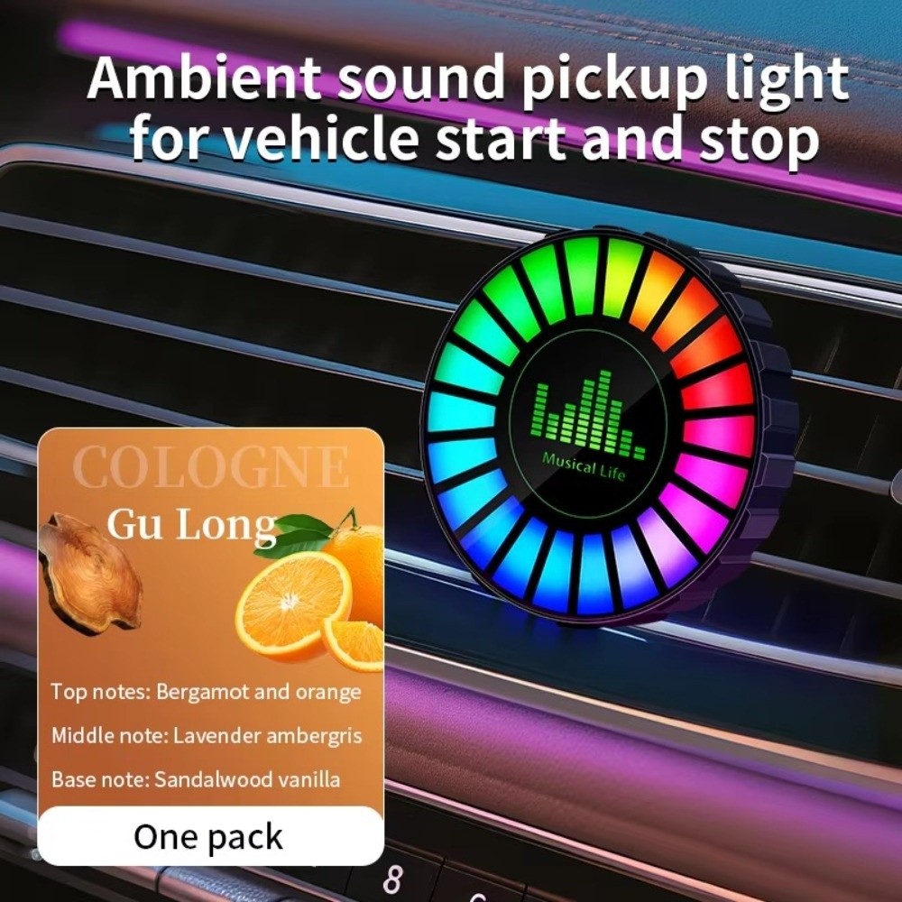 Car Ambient Light Sound Activated - Lampu Aromaterapi Mobil dengan Klip Ventilasi,