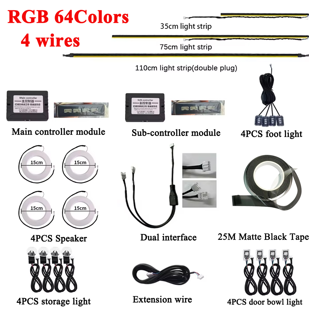 Car Ambient Lighting 64 Color - Kit Lampu Ambient LED Mobil RGB