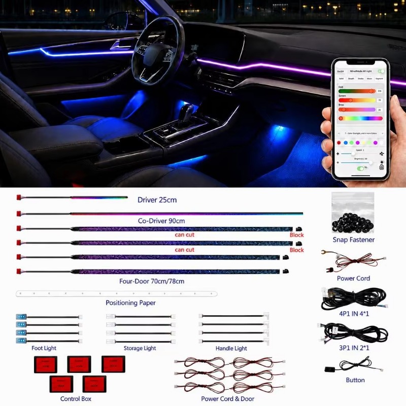 Car Ambient Lighting 18 In 1 - Paket Lampu Ambient Mobil 18 in