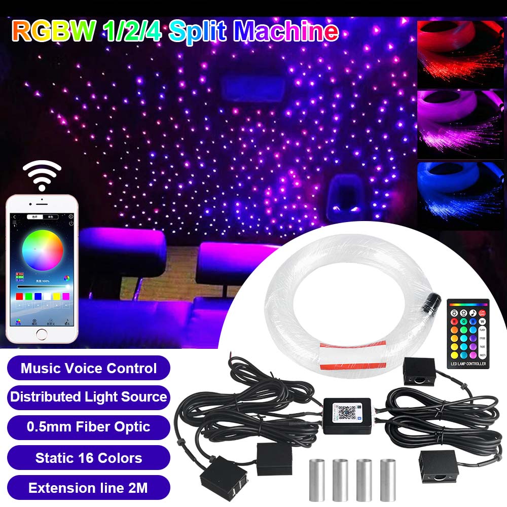 Car Roof Star Light Fiber Optic - Lampu Langit-langit Mobil 1/2/4 RGBW Split