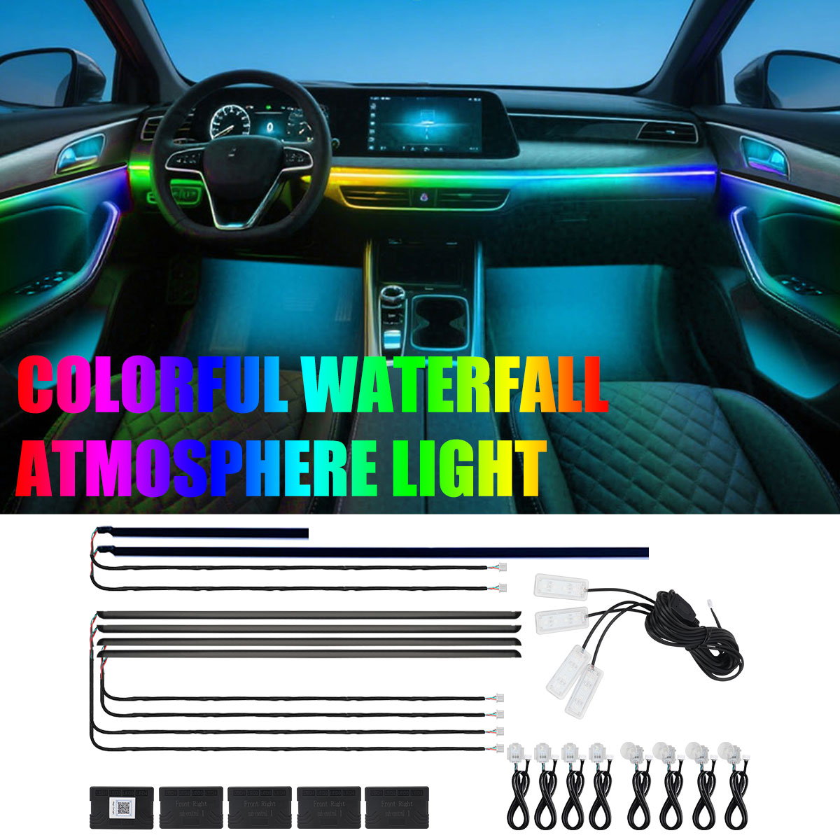 Car Ambient Light Kit With Remote - Lampu Air Terjun Mobil Akrilik LED