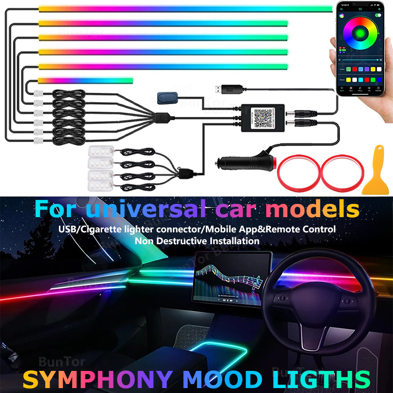 Car Ambient Lighting 64 Color - Lampu suasana mobil/64 warna akrilik lampu