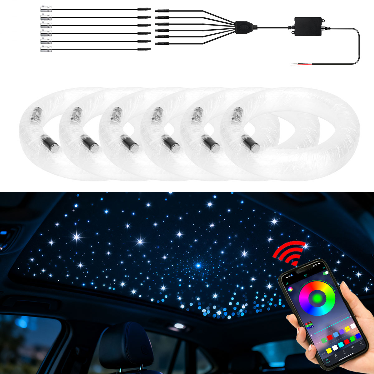 Car Roof Star Light Fiber Optic - Lampu Atmosfer Langit Berbintang Mobil 4/5/6
