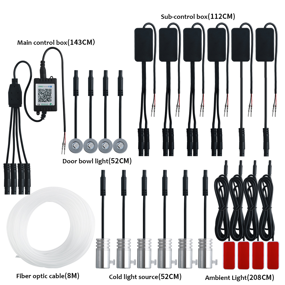 Car Dashboard Light Fiber Optic - Lampu suasana mobil, 14 dalam 1