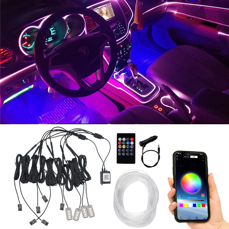 Car Dashboard Light Fiber Optic - Aksesoris Mobil 9/10in1 Dekorasi Interior Lampu