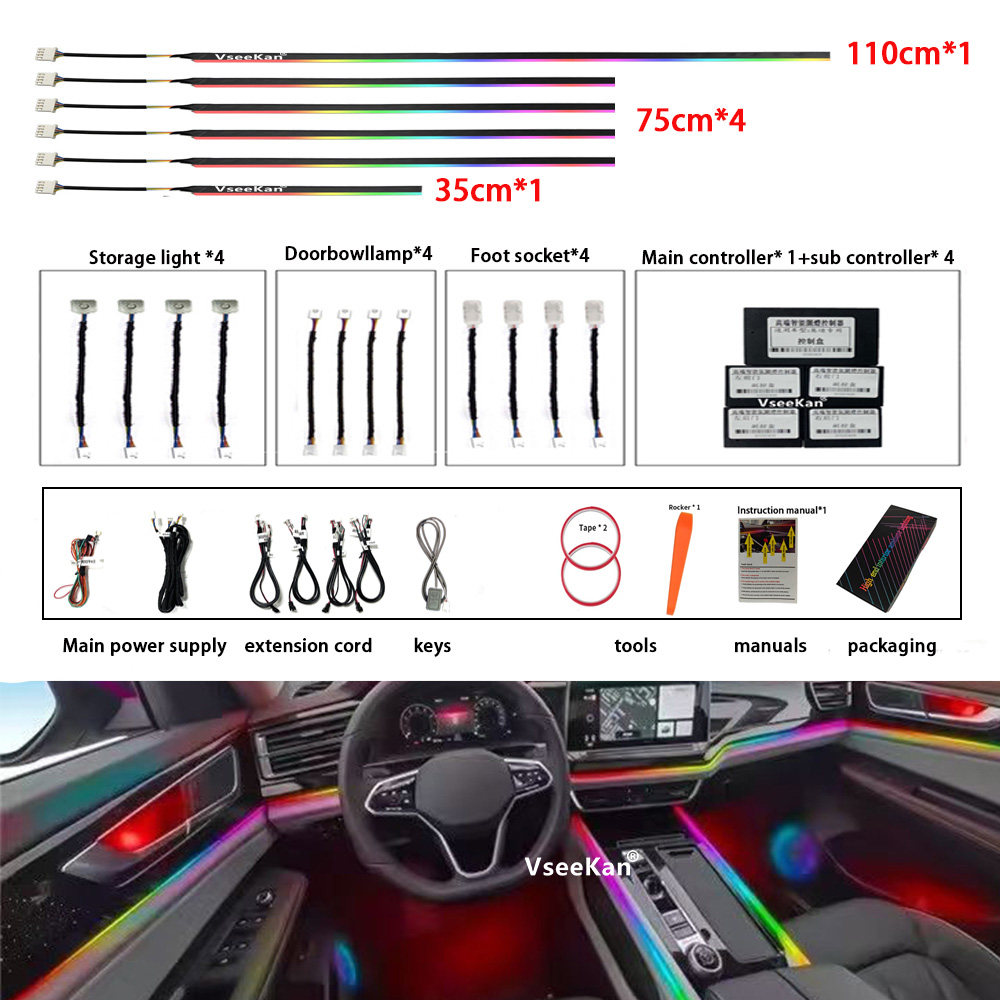 Car Ambient Lighting 64 Color - 6/10/14/18 in 1 Lampu Ambient Mobil