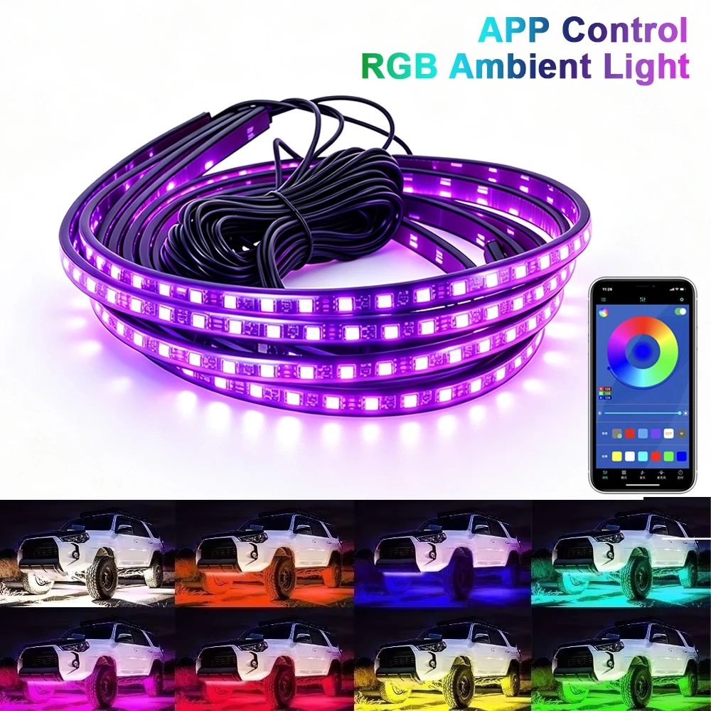 Car Led Strip 12V Waterproof - 4 Buah Lampu LED Strip RGB