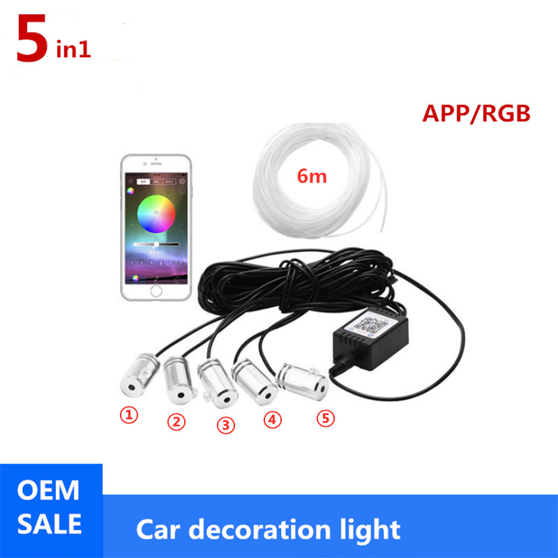 Car Dashboard Light Fiber Optic - 5 In 1 6M RGB Lampu
