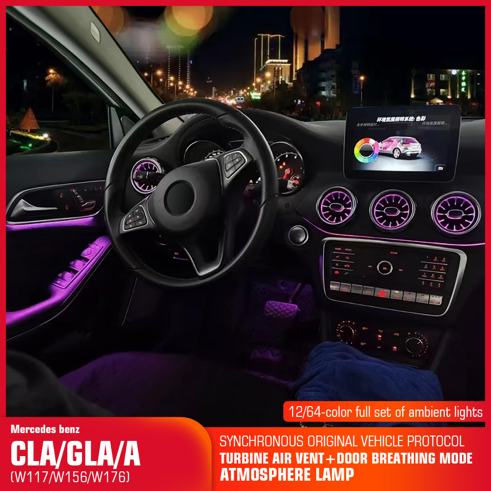 Untuk Aksesori Benz W176 CLA C - Car Ambient Lighting 64 Color ulasan dan harga
