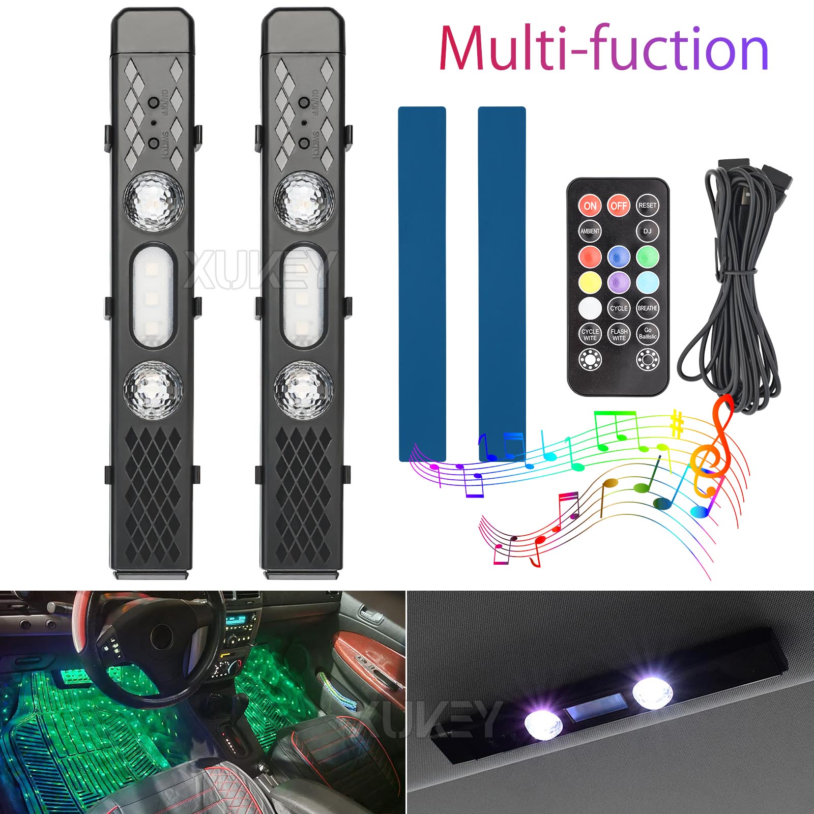 Lampu Interior mobil isi ulang - Car Ambient Light Kit With Remote ulasan dan harga