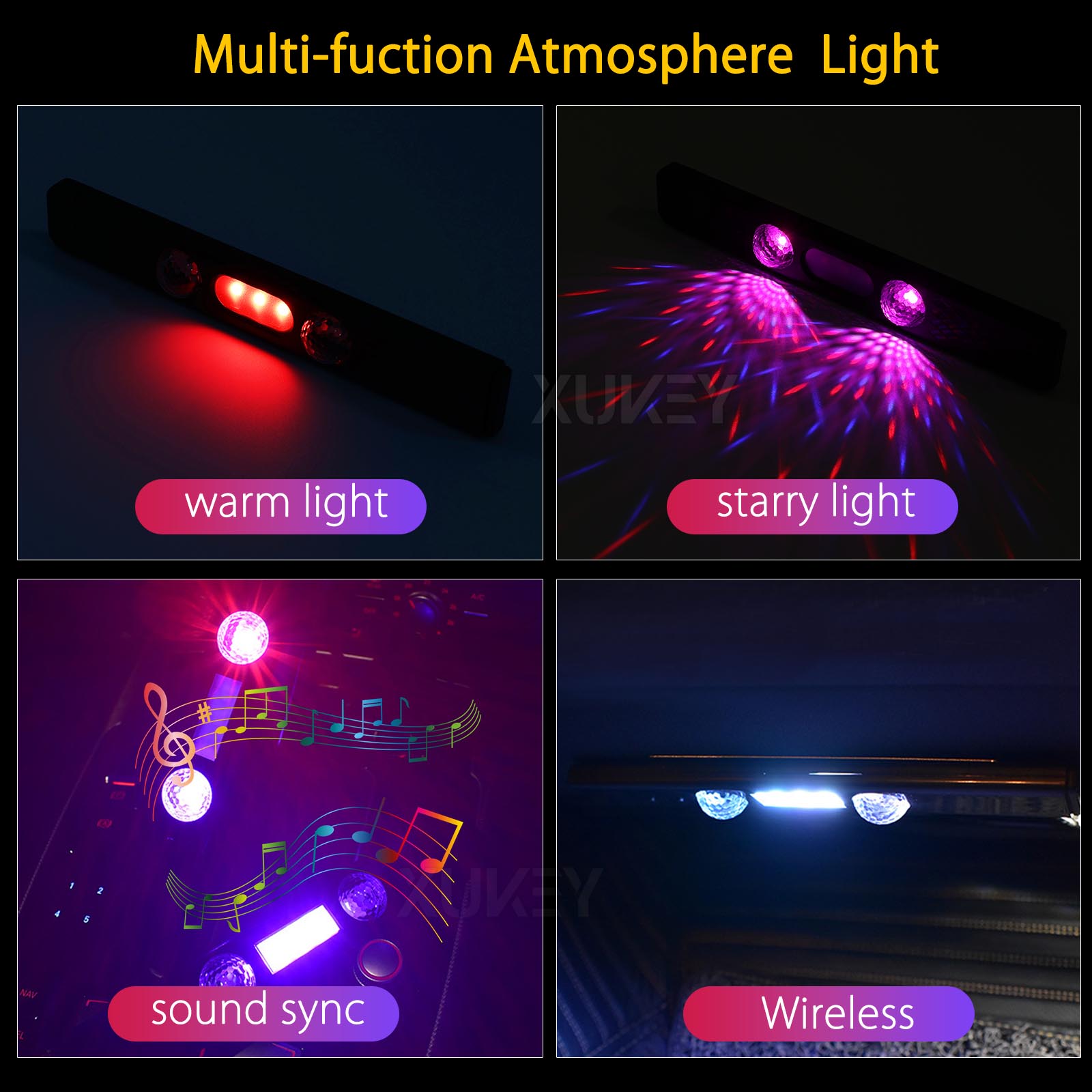 Lampu Interior mobil isi ulang - Car Ambient Light Kit With Remote ulasan dan harga