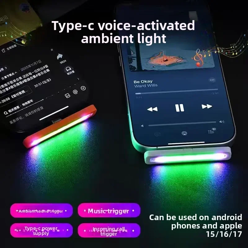 Lampu Ritme RGB Mini USB-C yan - Car Ambient Light Sound Activated ulasan dan harga