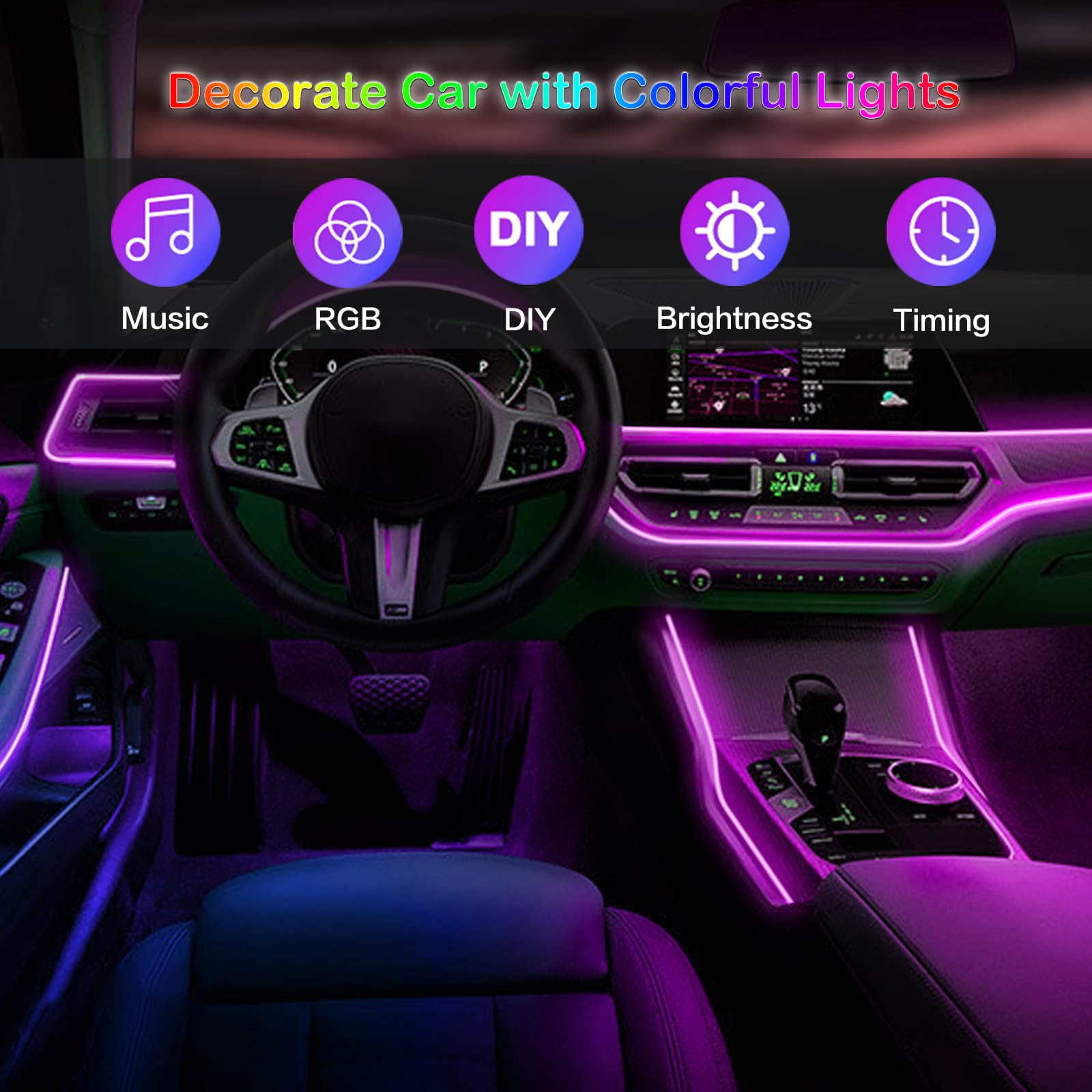 Lampu Strip suasana Interior m - Car Ambient Light Kit With Remote ulasan dan harga