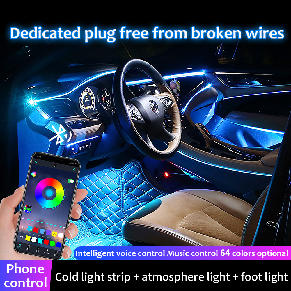 Lampu setrip Interior mobil RG - Car Interior Led Strip App Control ulasan dan harga