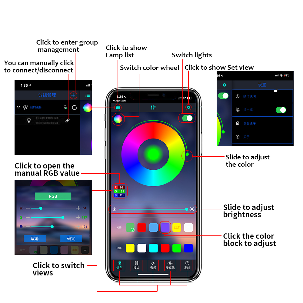 Lampu setrip Interior mobil RG - Car Interior Led Strip App Control ulasan dan harga