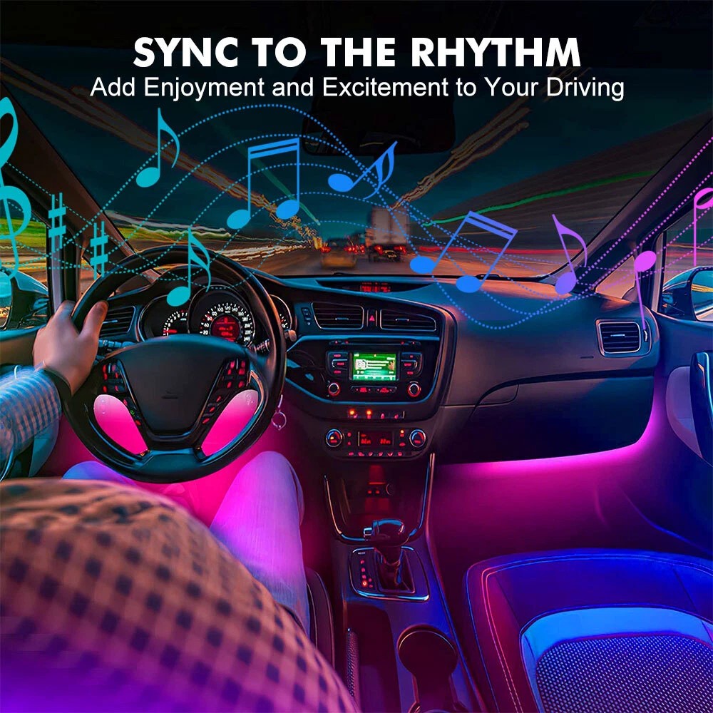 4PCS 72 LED RGB Lampu Atmosfer - Car Interior Neon Light Usb ulasan dan harga