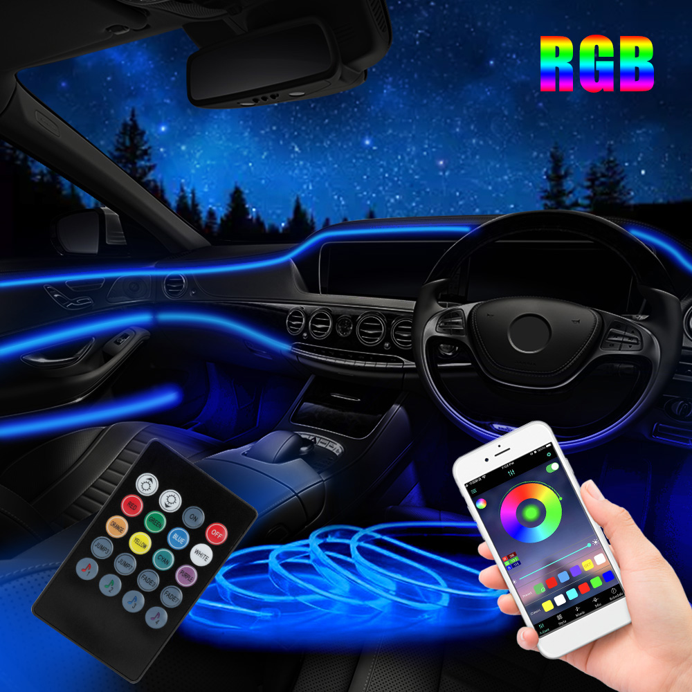 Strip LED 12V 6M RGB Lampu Int - Car Dashboard Light Fiber Optic ulasan dan harga