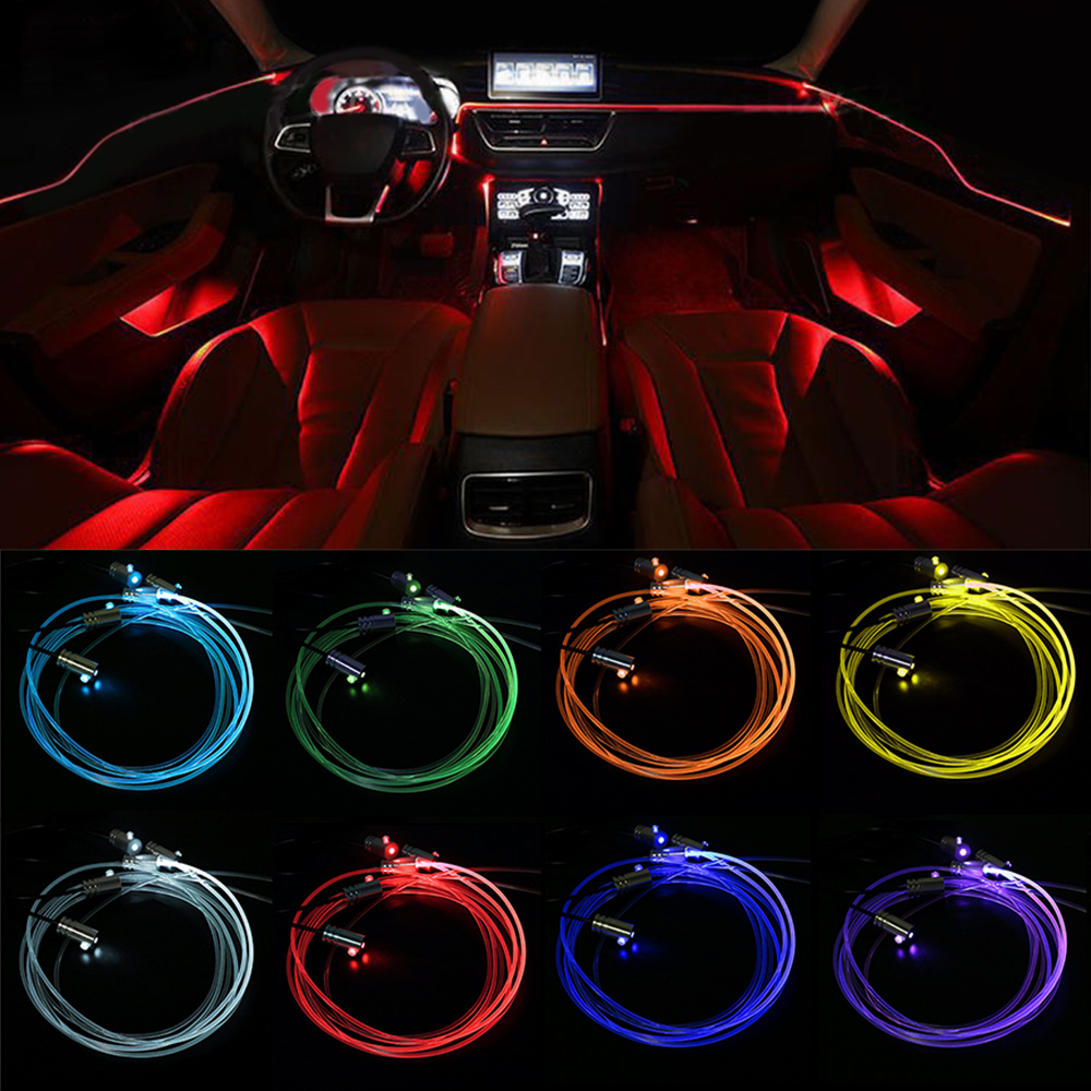 Strip LED 12V 6M RGB Lampu Int - Car Dashboard Light Fiber Optic ulasan dan harga