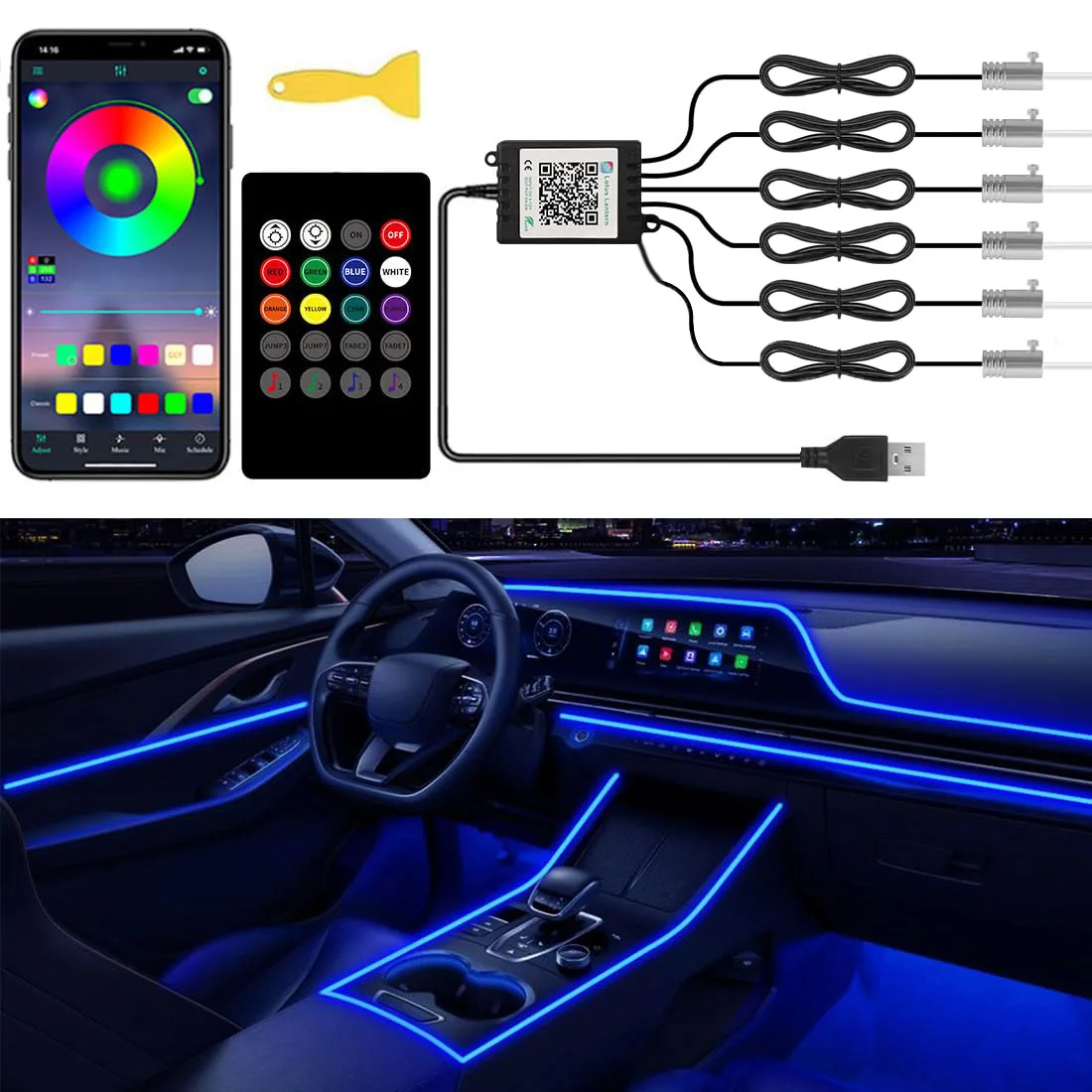 Kit Lampu Ambient Mobil LED RG - Car Dashboard Light Fiber Optic ulasan dan harga
