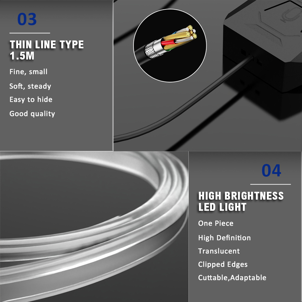 1 IN 3 Lampu LED RGB Ambient u - Car Interior Neon Light Usb ulasan dan harga
