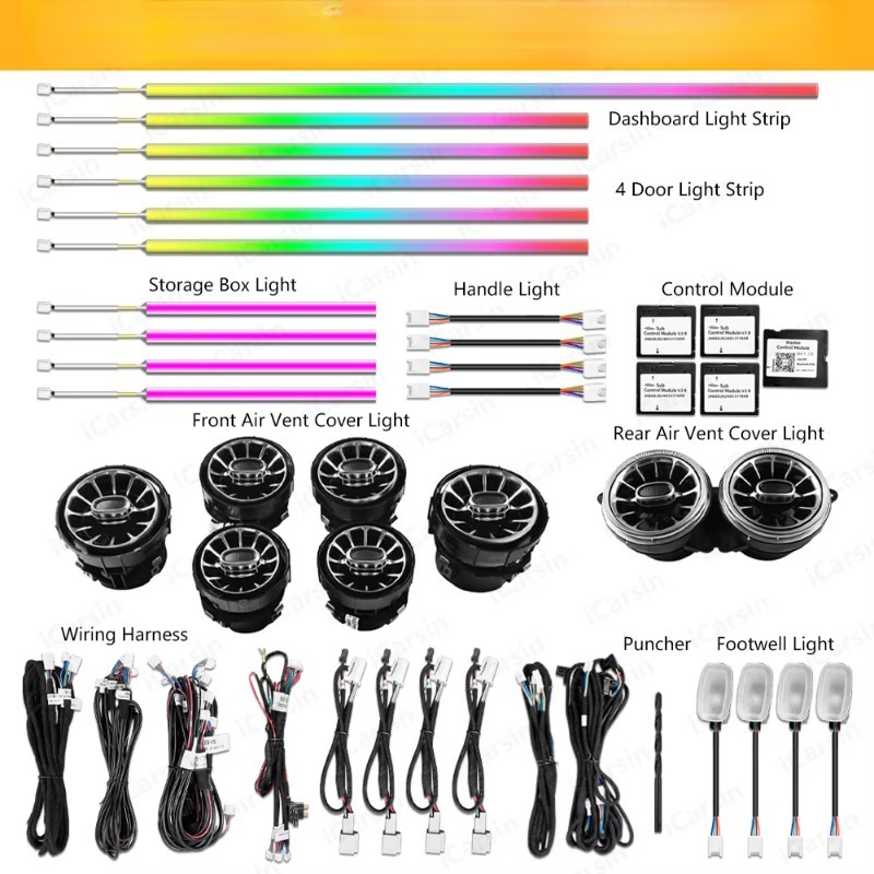 Lampu Strip Dinamis W217 W222  - Car Ambient Lighting 64 Color ulasan dan harga