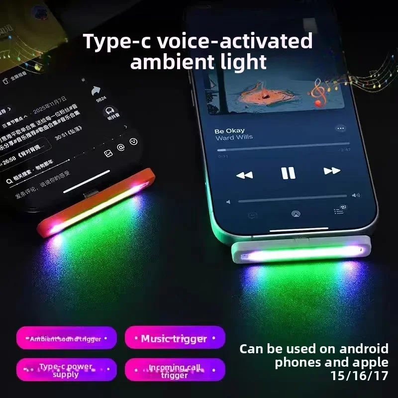 Lampu Ritme RGB Mini USB-C yan - Car Ambient Light Sound Activated ulasan dan harga