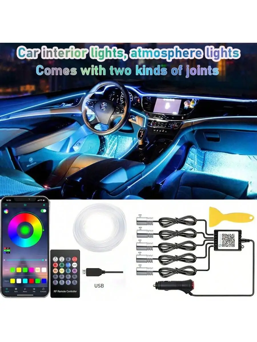 Lampu Interior Mobil, Lampu LE - Car Ambient Light Kit With Remote ulasan dan harga