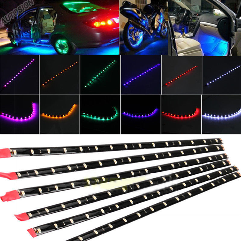 6 buah lampu setrip LED tahan  - Car Led Strip 12V Waterproof ulasan dan harga