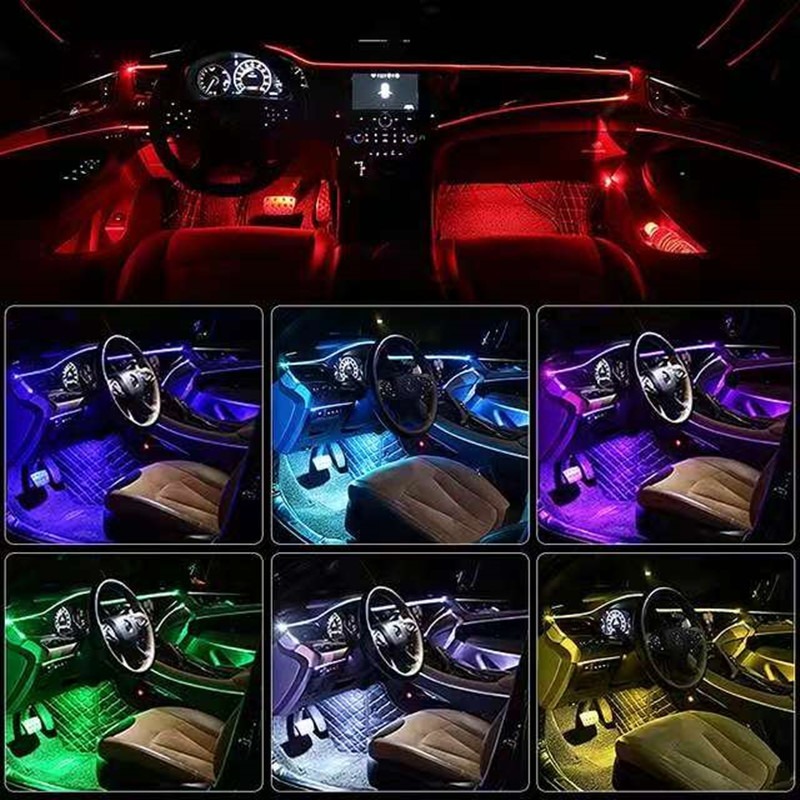 Strip Lampu LED Sekitar RGB Mo - Car Ambient Light Fiber Optic 6M ulasan dan harga