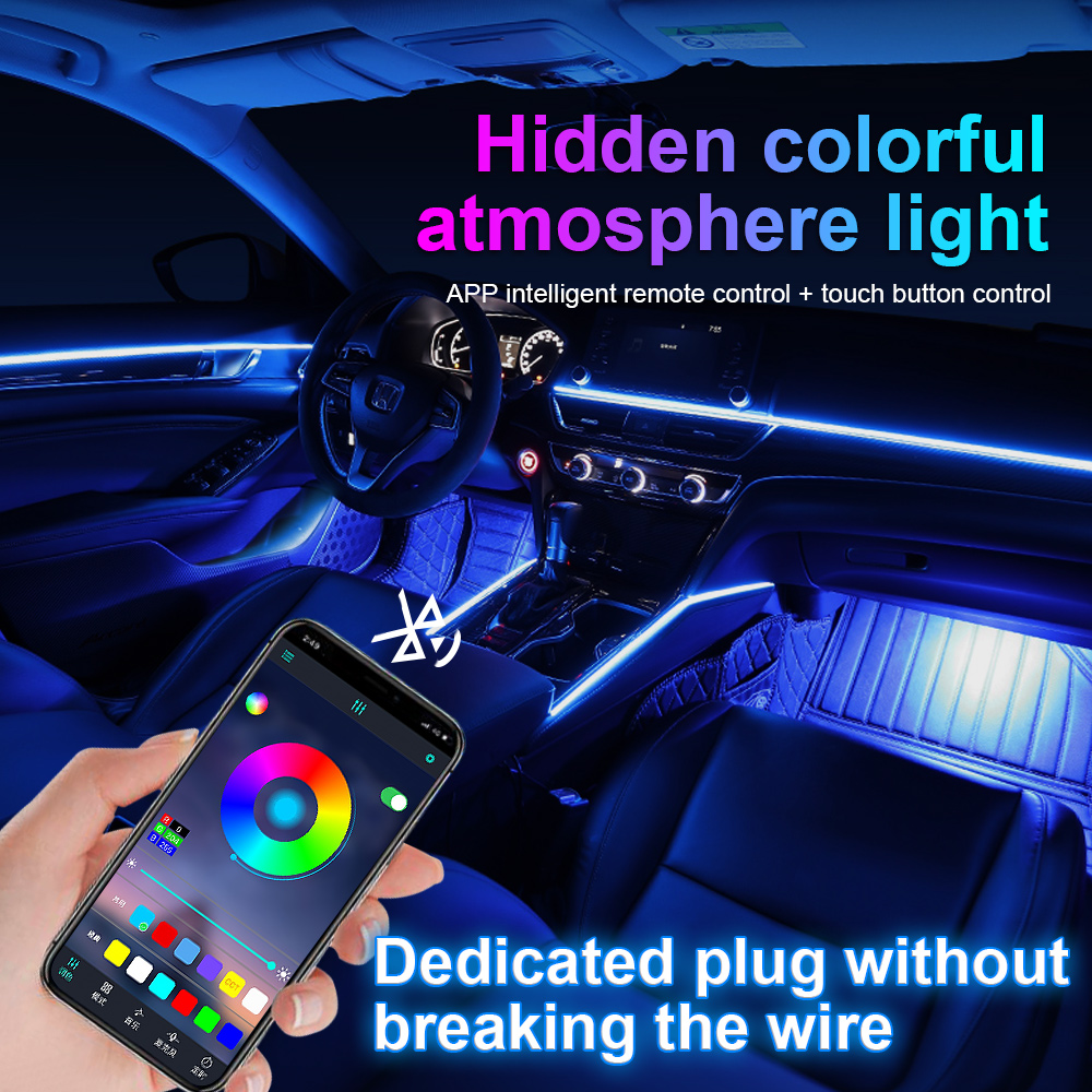 Lampu setrip LED 64 warna RGB, - Car Dashboard Light Fiber Optic ulasan dan harga