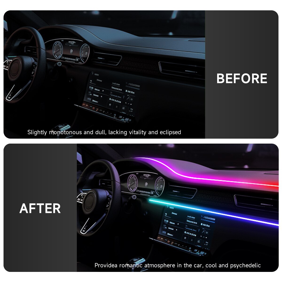 Lampu LED mobil USB 64 warna,  - Car Ambient Light Kit With Remote ulasan dan harga