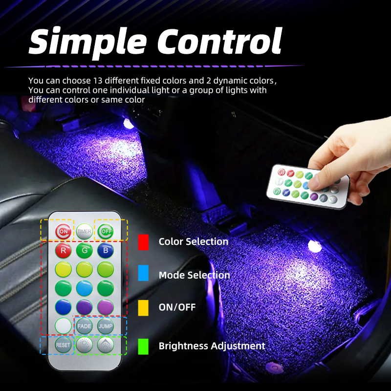 Lampu Ambient Interior Mobil L - Car Ambient Light Kit With Remote ulasan dan harga