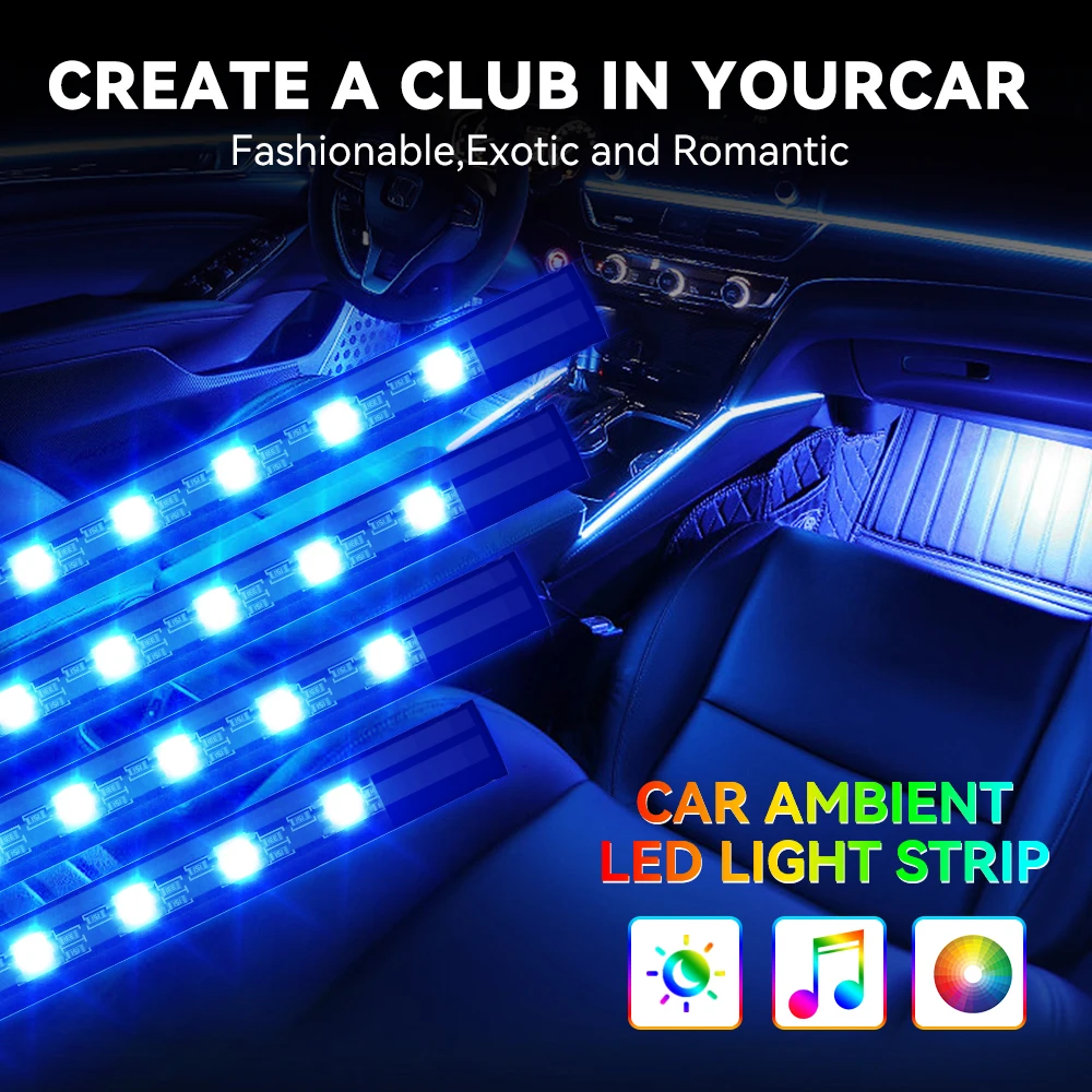 Lampu Ambient Mobil 4 IN 1, La - Car Interior Neon Light Usb ulasan dan harga