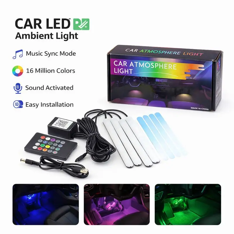 Lampu Ambient LED di Kaki Kabi - Car Ambient Light Sound Activated ulasan dan harga