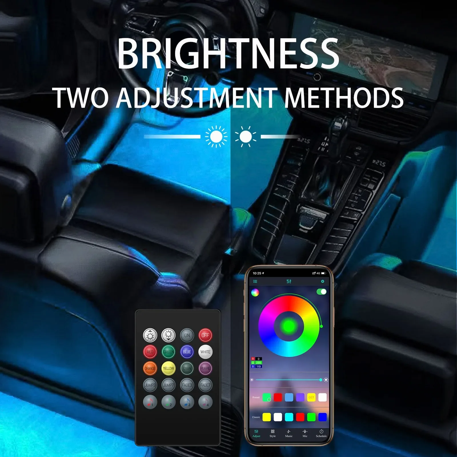 Lampu Ambient LED di Kaki Kabi - Car Ambient Light Sound Activated ulasan dan harga