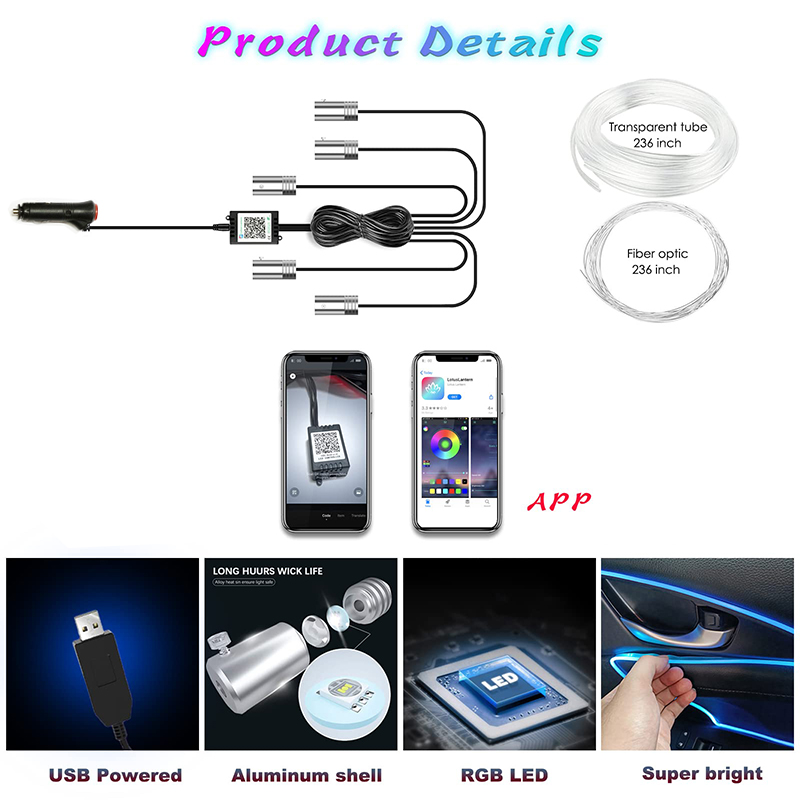 BLALION lampu hias Interior mo - Car Ambient Light Fiber Optic 6M ulasan dan harga