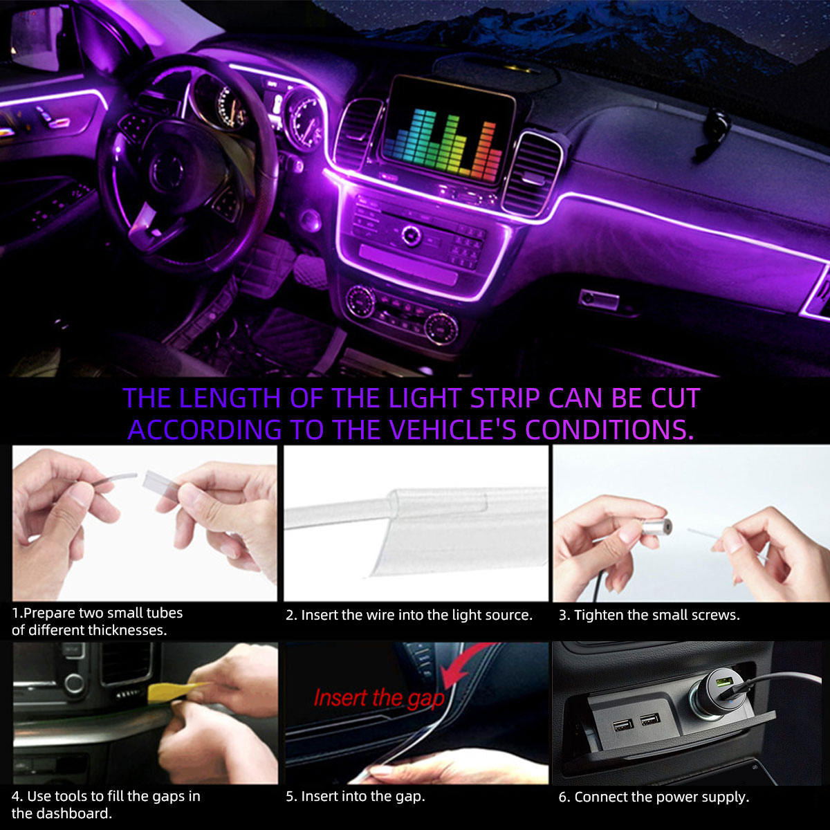 Lampu Strip Serat Optik Interi - Car Dashboard Light Fiber Optic ulasan dan harga