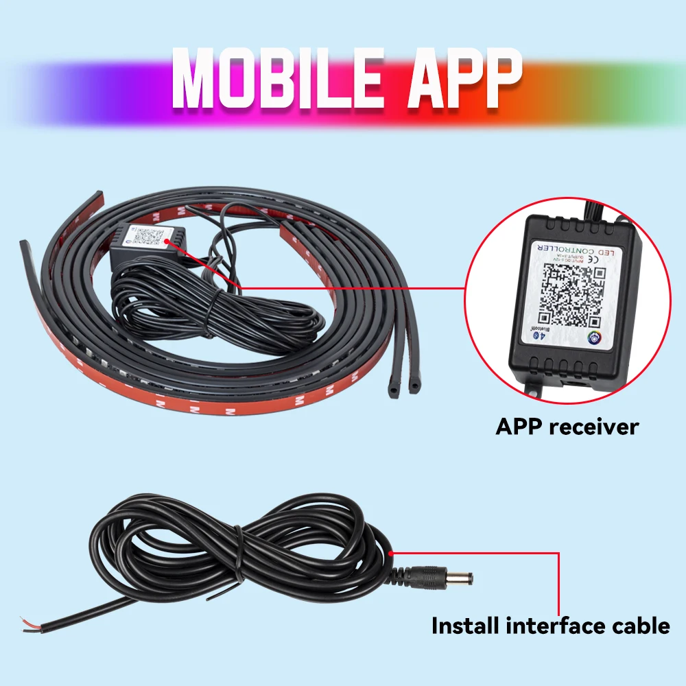 4 Buah Lampu LED Strip RGB unt - Car Led Strip 12V Waterproof ulasan dan harga