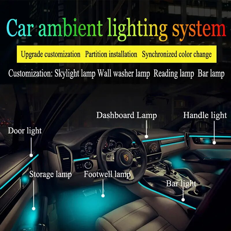 Lampu suasana mobil RBG 64 war - Car Ambient Lighting 64 Color ulasan dan harga