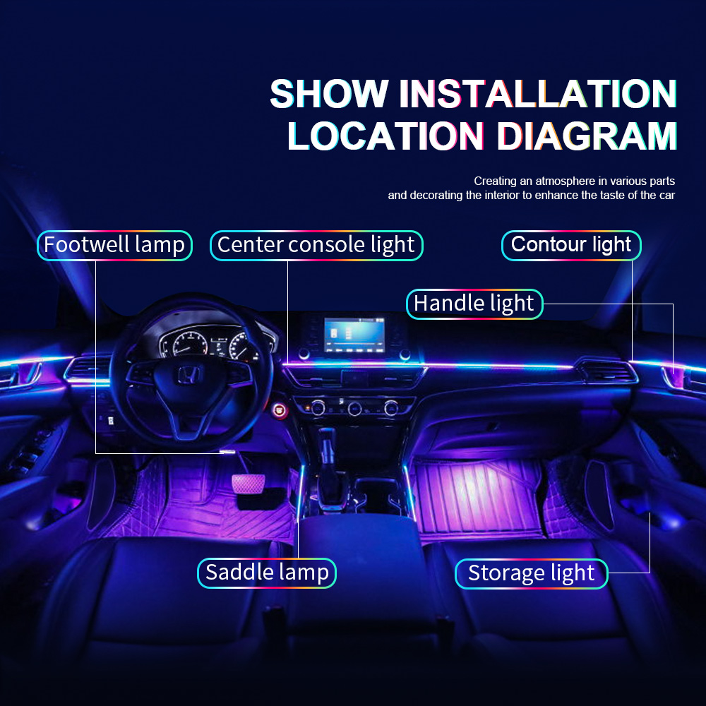 6/10/14/18 in 1 Lampu Akrilik  - Car Ambient Lighting 18 In 1 ulasan dan harga