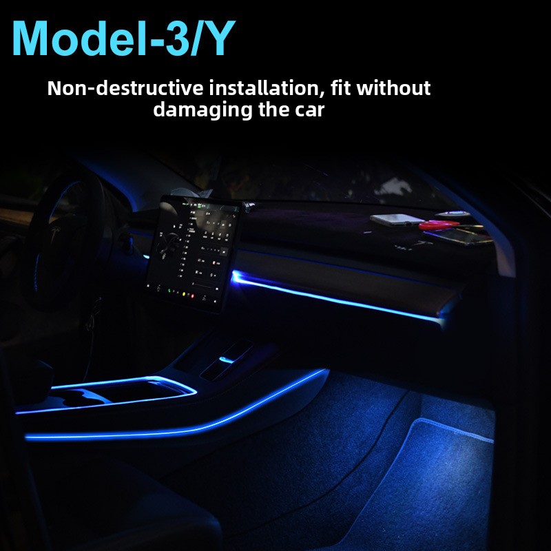 Cocok untuk model 3 tahun 2018 - Car Dashboard Light Fiber Optic ulasan dan harga