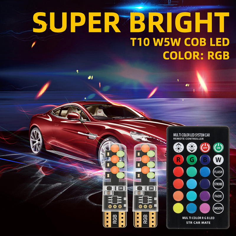 1set T10 W5w RGB bohlam LED Re - Car Ambient Light Kit With Remote ulasan dan harga