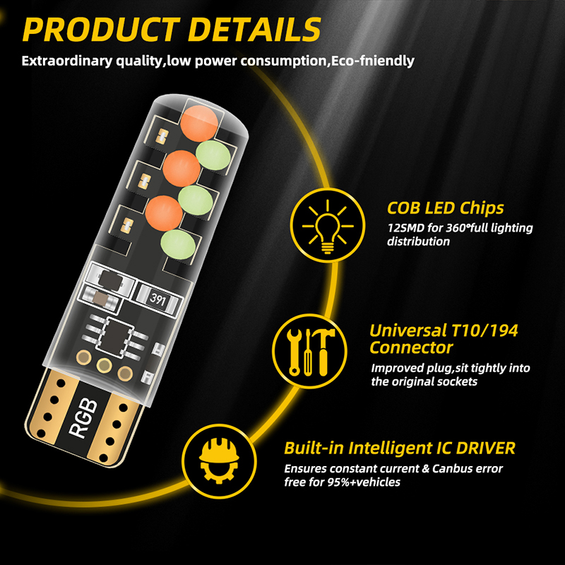 1set T10 W5w RGB bohlam LED Re - Car Ambient Light Kit With Remote ulasan dan harga